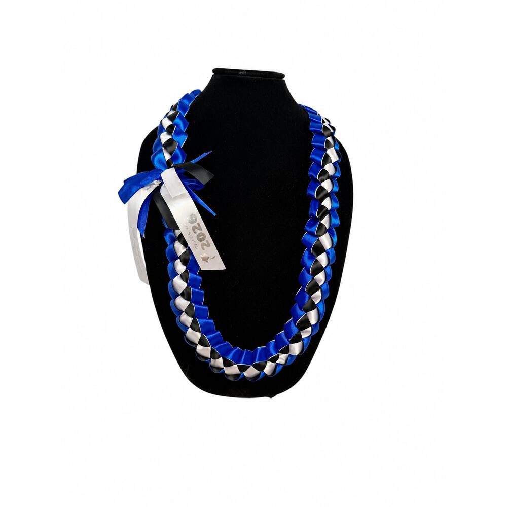 Royal Blue,  Black White Graduation Lei Class of 2026